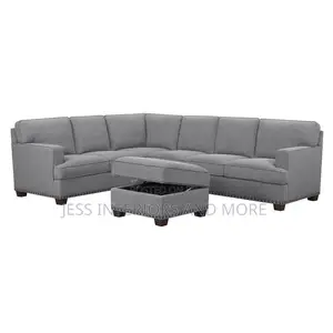 Thomasville Fabric Sectional Sofa with Storage Ottoman