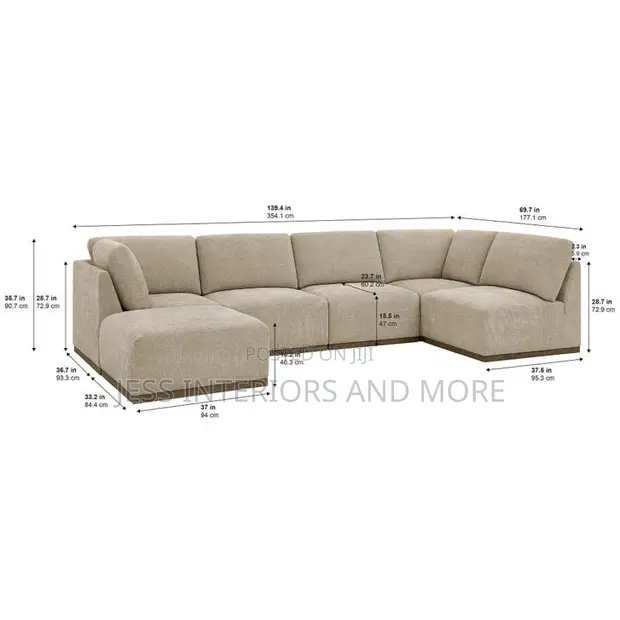 Henredon Murphy Fabric 6-Piece Sectional Sofa with Ottoman - 1