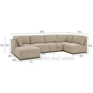 Henredon Murphy Fabric 6-Piece Sectional Sofa with Ottoman