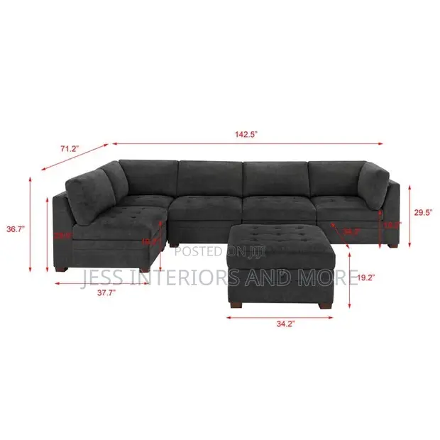 Tisdale Modular Sectional 6-Piece Sofa with Storage Ottoman - Dark Gray - 1