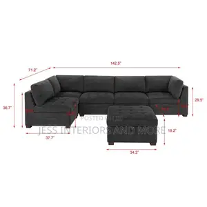 Tisdale Modular Sectional 6-Piece Sofa with Storage Ottoman - Dark Gray