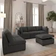 Tisdale Modular Sectional 6-Piece Sofa with Storage Ottoman - Dark Gray - 3