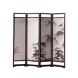 Four-Panel Folding Room Divider - Floral & Landscape Print - 1