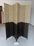 Four-Panel Folding Room Divider - Floral & Landscape Print - 4