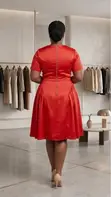 Red Satin Party Dress - Elegant Women's Dress - 2