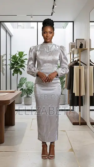 Silver Long Sleeve Maxi Dress - Classy Occasion Wear