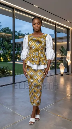 Yellow Ankara Peplum Dress - Elegant Women's Outfit