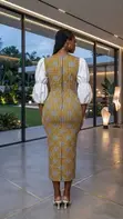 Yellow Ankara Peplum Dress - Elegant Women's Outfit - 2