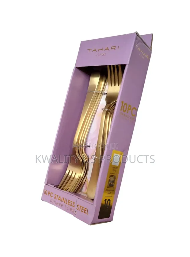 Tahari 10-Piece Gold Dinner Forks Set - 1