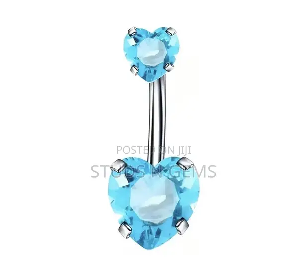 Navel or Belly Rings - Blue Zircon Titanium - 1