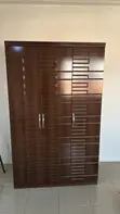 Dark Brown 3-Door Wardrobe with Lockable Drawer - 2