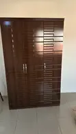 Dark Brown 3-Door Wardrobe with Lockable Drawer - 3
