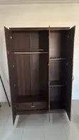 Dark Brown 3-Door Wardrobe with Lockable Drawer - 4