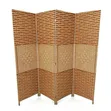 4-Panel Hand-Woven Wicker/Rattan Room Divider - 4
