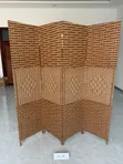 4-Panel Hand-Woven Wicker/Rattan Room Divider - 5