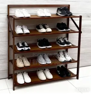 5-Tier Foldable Wooden Shoe Rack