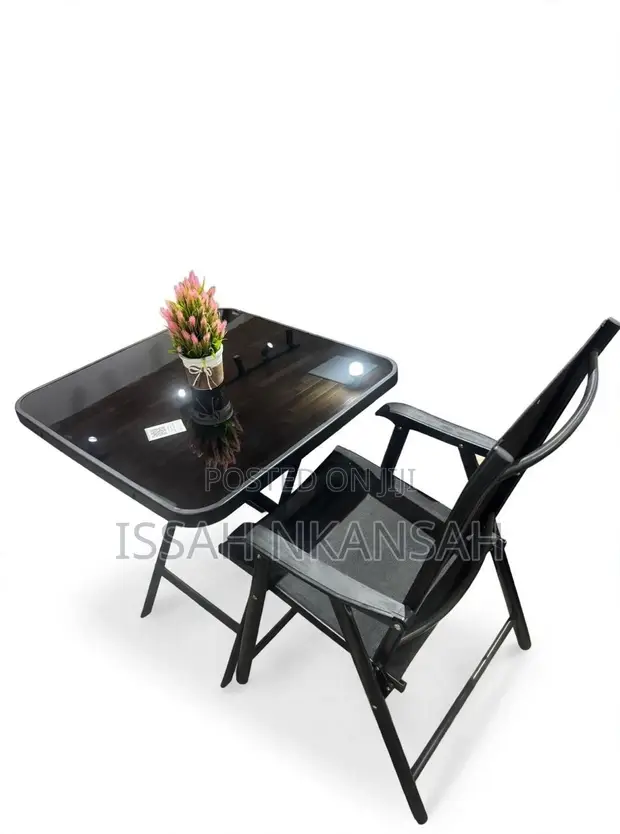 Glass Folding Table and Folding Chair Set - 1