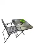 Glass Folding Table and Folding Chair Set - 2