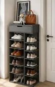7 Layer Wood Shoe Rack with Top Drawer - 2