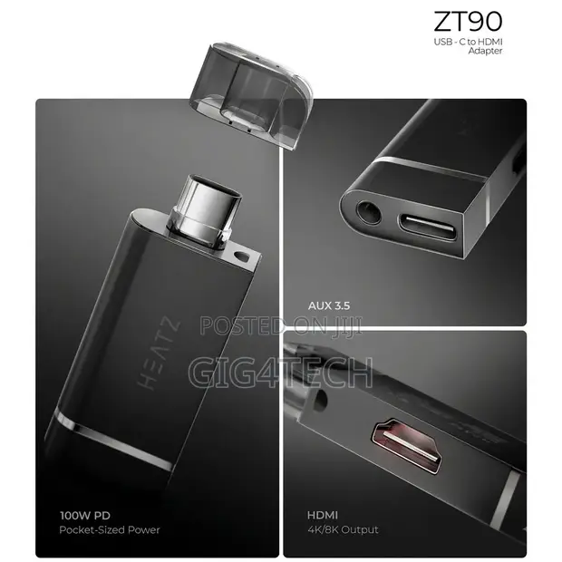 Heatz ZT90 USB-C to HDMI/Aux/PD 100W Adapter - 1