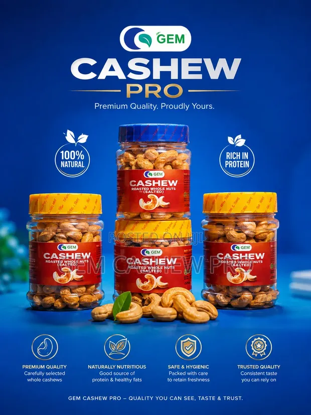 GEM Roasted Cashews 350g (Unsalted, Lightly Salted, Moringa Coated) - 1