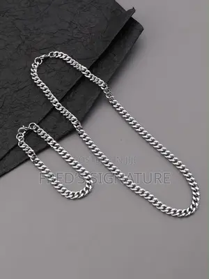 Men's Stainless Steel Necklace and Bracelet Set