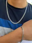Men's Stainless Steel Necklace and Bracelet Set - 2