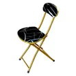 Foldable Chairs with Marble Pattern and Gold Frames - 2