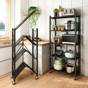 Foldable 5-Tier Kitchen Storage Rack on Wheels
