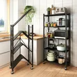 Foldable 5-Tier Kitchen Storage Rack on Wheels - 1