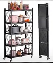 Foldable 5-Tier Kitchen Storage Rack on Wheels - 2