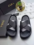 Black Zara Cross-Strap Sandals - 1