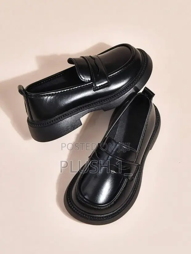 LA Black Leather Loafers for Toddlers - 1