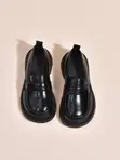 LA Black Leather Loafers for Toddlers - 3