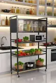 4-Tier Kitchen Storage Rack with Drawers & Wheels - 3