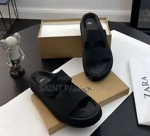 Zara Men's Tan Dual-Strap Leather Sandals