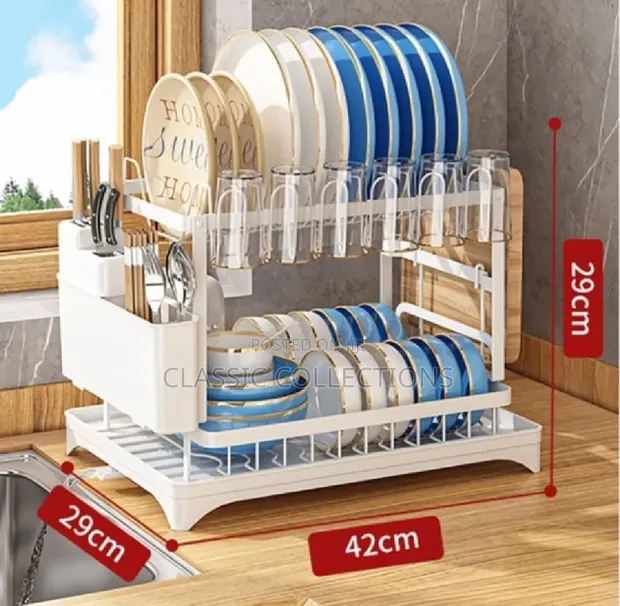 2-Tier Dish Rack - White - 1