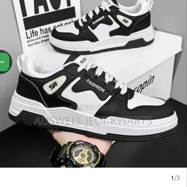 SR Max Black White Chunky Sneakers - 1