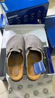 Birkenstock Boston Taupe Suede Slippers - 2
