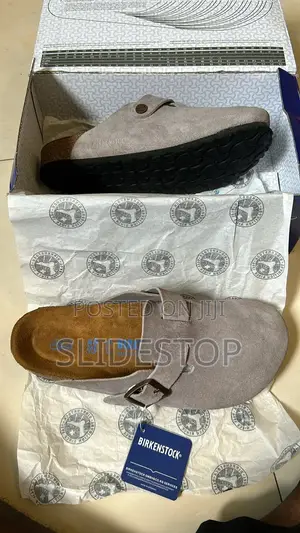 Birkenstock Boston Taupe Suede Slippers