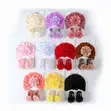 Newborn Elastic Flower Cap & Knitted Socks Set - 2