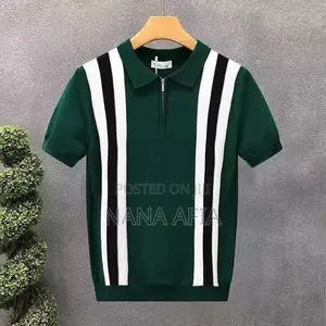 New Men's Color-Block Knitted Polo Shirt