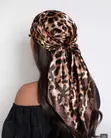 Elegant 90cm Satin Square Scarf - Luxury Print Headscarf - 2