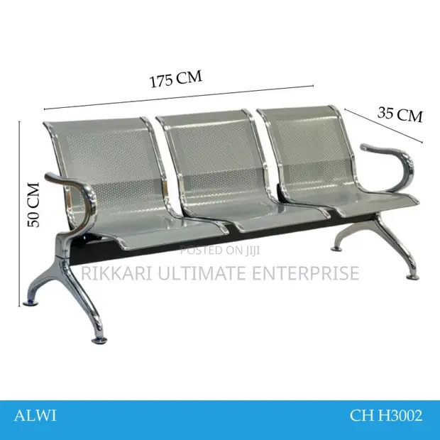 Brand New 3-Seater Metal Waiting Chair - 1