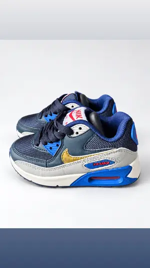 Kids Navy Blue, Grey & Gold Air Max Sneakers