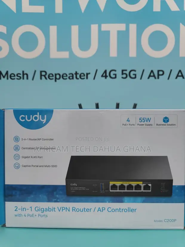 Cudy 2-in-1 Gigabit VPN Router / AP Controller with 4 PoE+ Ports - 1