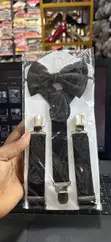 Kids Suspenders with Bow Tie - Black - 2
