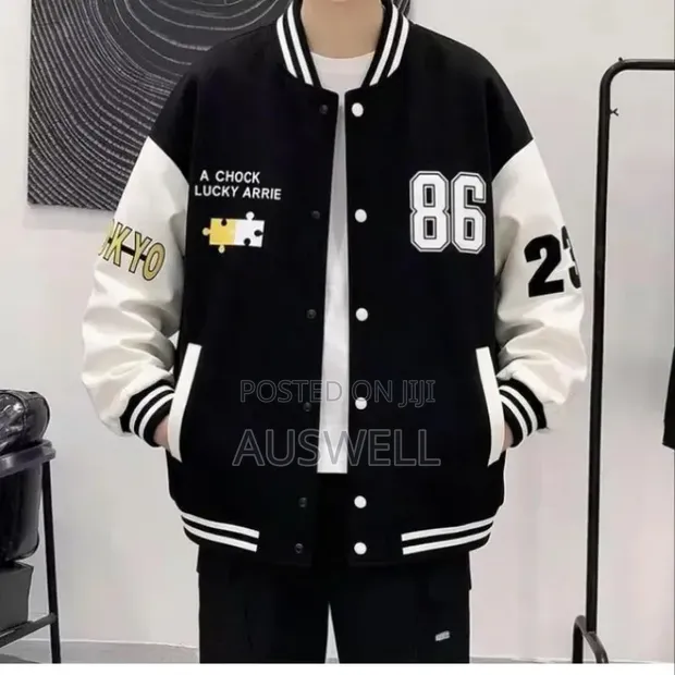 Men's Black & White 86 Tokyo Varsity Bomber Jacket - 1