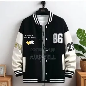 Men's Black & White 86 Tokyo Varsity Bomber Jacket