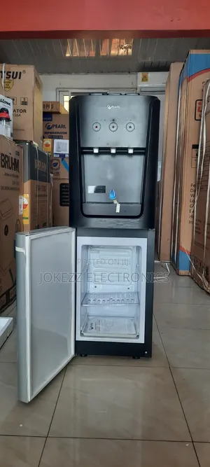 Pearl Water Dispenser with Fridge - Black & Silver